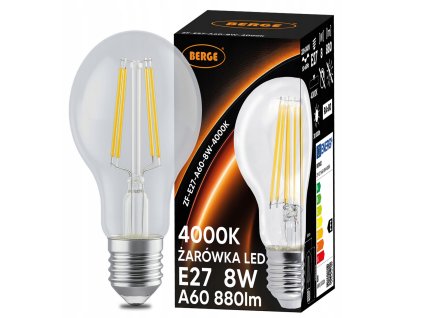 LED žárovka s vláknem E27 - 8W - neutrální bílá