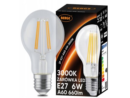 LED žárovka s vláknem E27 - 6W - teplá bílá