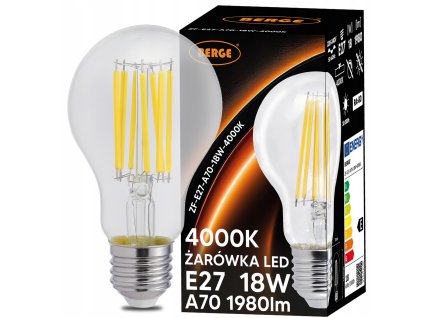 LED žárovka s vláknem E27 - 18W - neutrální bílá