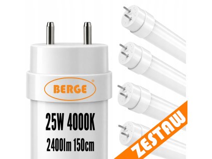 4x LED trubice 150cm 25W 2500lm 4000K - neutrální bílá