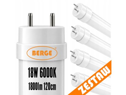 4x LED trubice 120cm T8 18W 1800lm 6000K - studená bílá