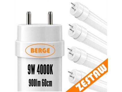 4x LED trubice 9W 900lm 60cm 4000K G13 T8 - neutrální bílá