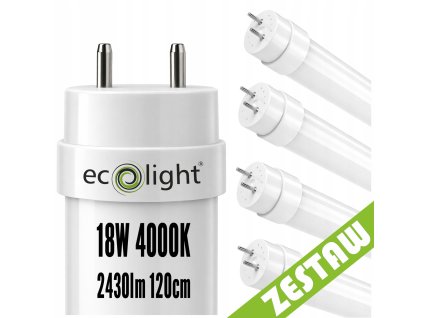 4x LED trubice 120cm 18W 2430lm 4000K G13 T8