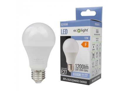 LED žárovka E27 12W 1200lm CW 6500K A60 - studená bílá