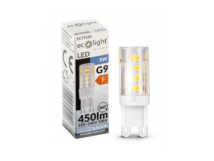 53461 led zarovka g9 5w 450lm studena bila
