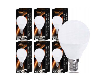 SADA 6x LED žárovka G45 E14 8W 705lm - studená bílá