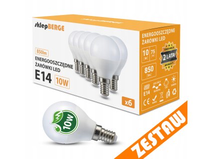 SADA 6x LED žárovka E14 G45 10W 830lm - teplá bílá