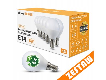 SADA 6x LED žárovka E14 G45 7W 590lm - teplá bílá