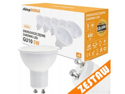 SADA 6x LED žárovka GU10 5W 450lm - neutrální bílá