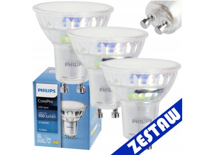SADA 3x žárovka Philips GU10 4,9W 550lm 112lm/W 6500K EyeComfort CorePro