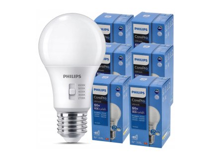 6x stmívatelná LED žárovka E27 8W 806lm 5CCT CorePro 2700K - 6500K