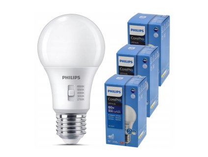 3x stmívatelná LED žárovka E27 8W 806lm 5CCT CorePro 2700K - 6500K