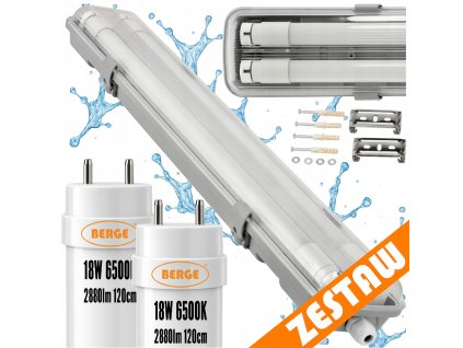 SADA Hermetické svítidlo 120cm 36W 5760lm 6500K+ 2x LED trubice Voděodolné