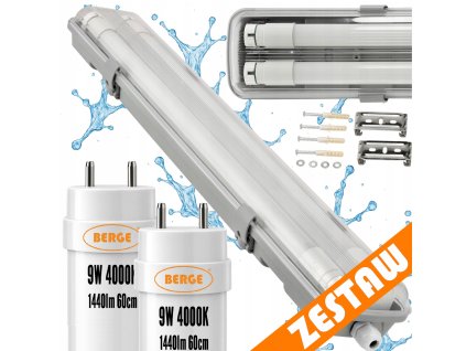 SADA Hermetická LED lampa 60cm 18W 2880lm 4000K + 2x trubice do garáže