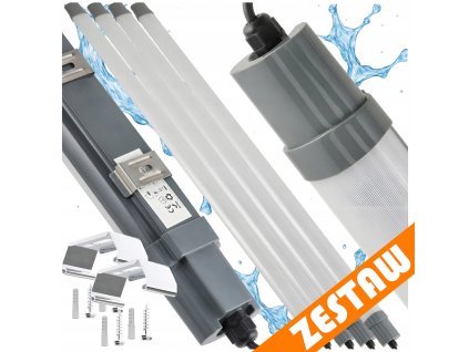 Sada 4 LED lamp 120cm 36W 3000lm hermetické svítidlo IP65 do garáže, dílny
