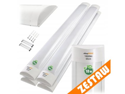 Sada 4 LED lamp do garáže a dílny 18W 60cm 4500K denní světlo 230V