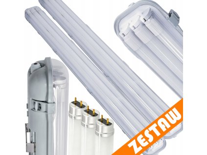 SADA Hermetického LED svítidla 120cm 3xG13 s reflektorem + 18W LED trubice