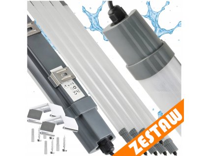 SADA 8x LED garážová lampa 36W 120cm 3000lm hermetická sada svítidel do garáže