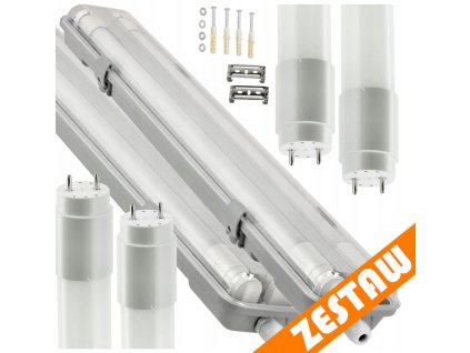 SADA 2x hermetického svítidla 120cm lampa + LED trubice pro dílnu a garáž