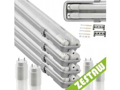 SADA 4x hermetické svítidlo 120cm lampa + CW LED trubice