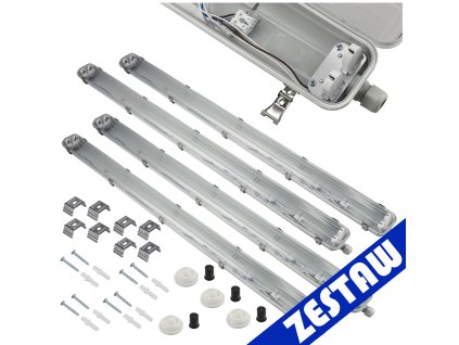 SADA 4 hermetických svítidel Philips LED 2x128cm trubicové lampy do garáže a dílny