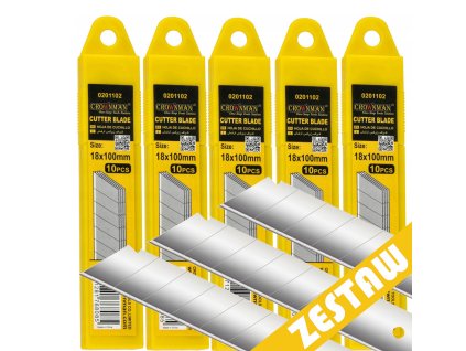 Sada čepelí nožů - Náhradní čepele, odlamovací, 18 mm, 50 ks, s vložkami