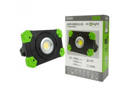 Halogenový LED reflektor, dobíjecí, 20W, 5000K, přenosný + kabel