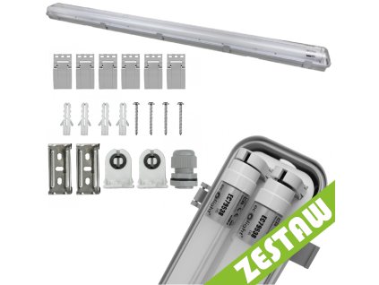 Sada hermetického svítidla LED zářivkového světla do garáže 120 cm, povrchová montáž