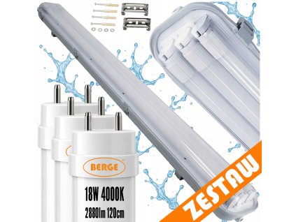 LED hermetické svítidlo 120cm 54W 8640lm 4000K + 3x prémiové LED trubice