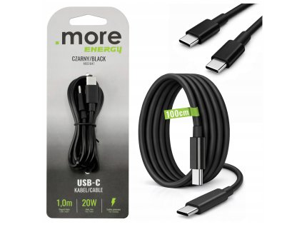Nabíjecí kabel pro telefon USB-C 20W 1m 100cm Rychlé nabíjení Černý