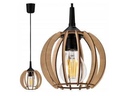 DŘEVĚNÉ LED STROPNÍ SVÍTIDLO ZÁVĚSNÉ E27 + KLIP + Nastavitelné