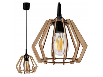 Závěsné stropní LED svítidlo, dřevěné, s háčkem