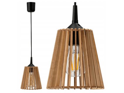 LED DŘEVĚNÉ STROPNÍ ZÁVĚSNÉ SVÍTIDLO S DLOUHÝM NASTAVITELNÝM KABELEM + KLIPONA