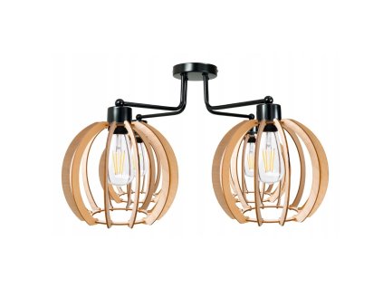 Závěsná lampa DRONE 4xE27 - DŘEVĚNÁ KOULE 2