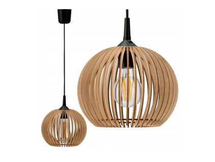 LED STROPNÍ ZÁVĚSNÉ SVÍTIDLO, DŘEVĚNÉ, 1xE27 + KLIP PRO SNADNOU MONTÁŽ