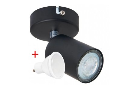 Stropní LED bodové světlo VIKI 1x GU10 černé + 1x LED žárovka