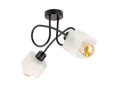 LED stropní závěsná lampa, Loft, 2xE27, mléčné skleněné stínidlo