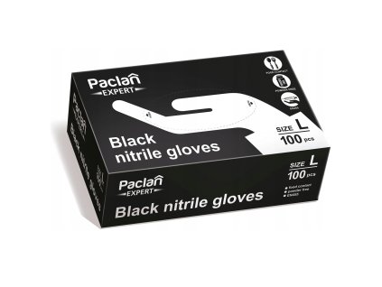 Ochranné nitrilové rukavice Paclan černé, velikost L, 100 ks, na čištění