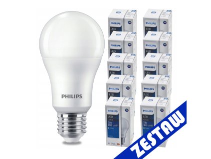 SADA 10 KS žárovek PHILIPS LED E27 10W 1055lm Teplá LED žárovka 2700K