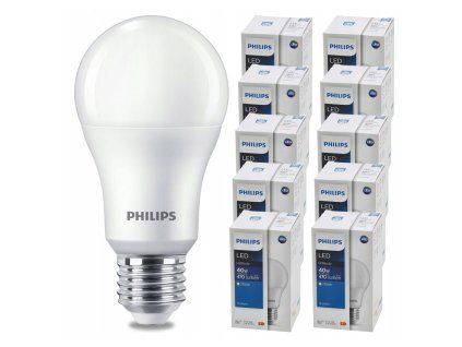 SADA 10 KS LED žárovek PHILIPS E27 4,9W 470lm - teplá bílá