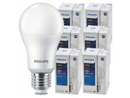 SADA 6 KS LED žárovek PHILIPS E27 4,9W 470lm - teplá bílá