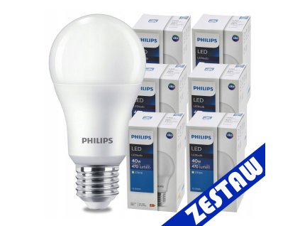 SADA 6 KS LED žárovek PHILIPS E27 4,9W 470lm - teplá bílá
