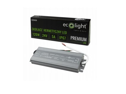 24V LED napájecí zdroj hermetický 120W 5A vodotěsný transformátor PREMIUM