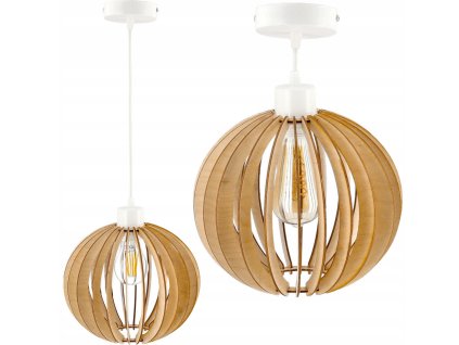 Dřevěná hustá koule závěsná stropní lampa