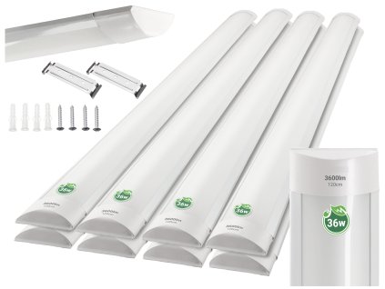 Sada 8 LED dílenských lamp do garáže pro přisazenou stropní montáž 36W 120cm