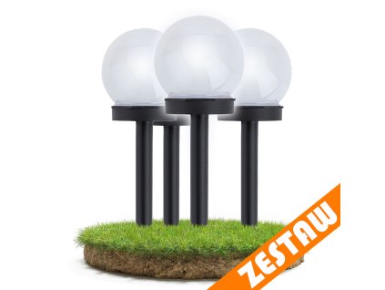 SADA 4 solárních zahradních lamp, LED, BÍLÉ, 10 cm, vodotěsné, IP44