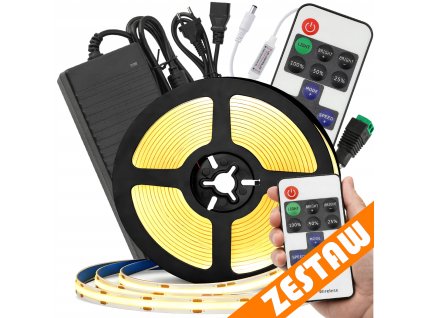 Sada COB LED pásku 12V 5m 60W - zdroj + stmívač + ovladač