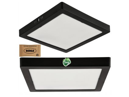 LED stropní svítidlo pro přisazenou montáž 24W 2640lm 4000K Černý čtverec