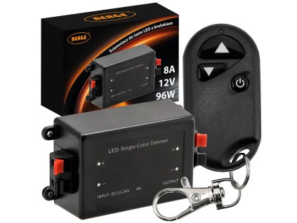 Stmívač LED ovladače pro pásky 12V 24V MONO regulátor s dálkovým ovládáním 8A 96W