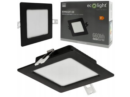 LED panelové stropní svítidlo pro zapuštěnou montáž 6W, černé čtvercové, 4000K